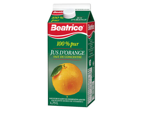 100 % pur Jus D'Orange Fait de Concentré 1,75 L