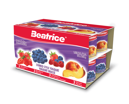 Yogourt fraises, bleuets, fruits des champs, pêches emballage multiple 12x100 g