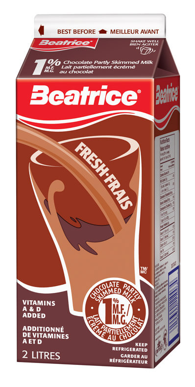 Lait partiellement écrémé au chocolat 1% 2L